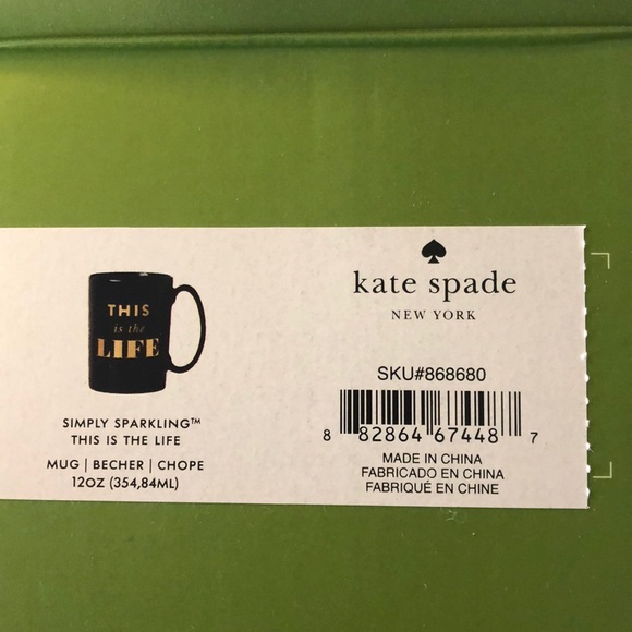 2 Black & Gold This is Life Kate Spade coffee mugs - Picture 4 of 6